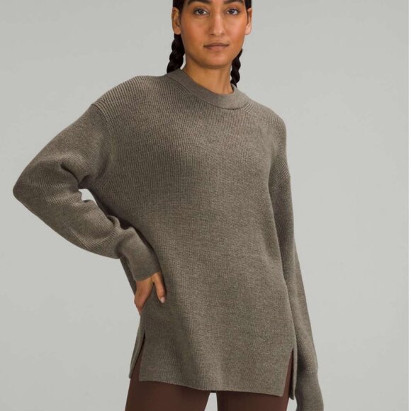 lululemon athletica Sweaters - Lululemon Merino Wool-Blend Ribbed  Women's Faded Green Sweater Size 8